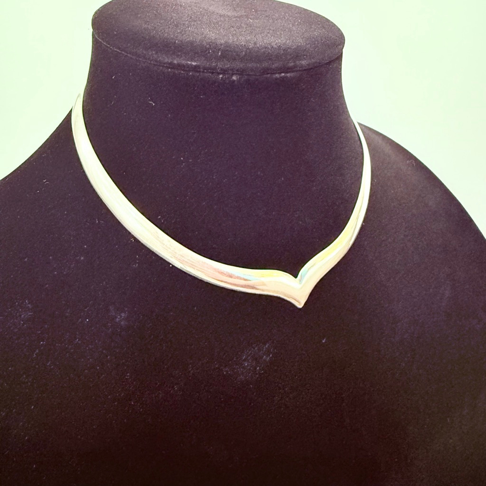Jose Octavio Modernist Torque Collar Choker 14.5” Sterling Silver Taxco Mexico - Picture 4 of 9